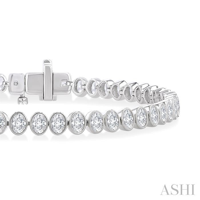 ASHI Oval Shape North-South Bezel Set Diamond Tennis Bracelet 70634PPFGWG-OV