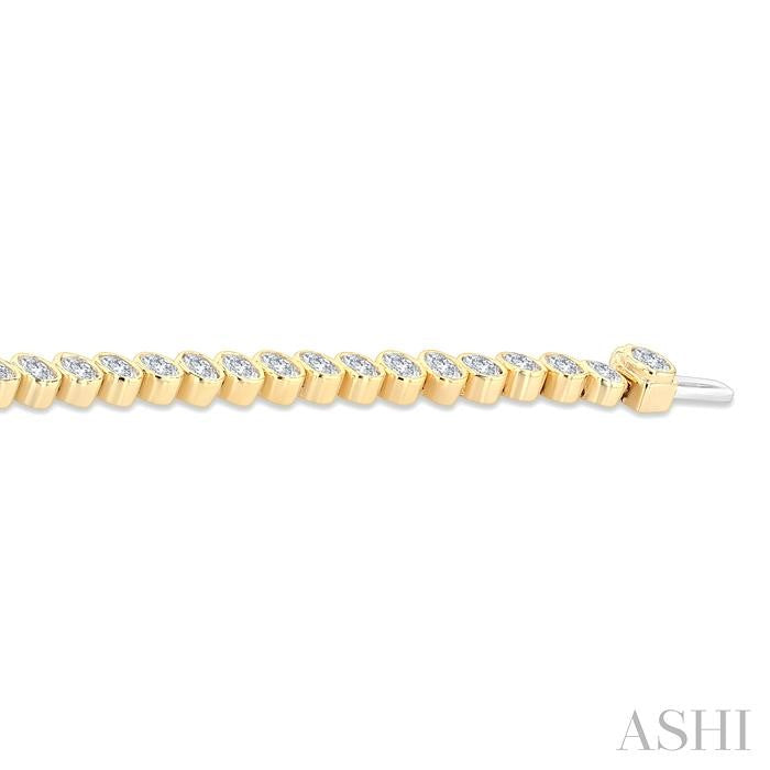 ASHI Oval Shape North-South Bezel Set Diamond Tennis Bracelet 70634PPFGYG-OV
