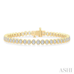 ASHI Oval Shape North-South Bezel Set Diamond Tennis Bracelet 70634PPFGYG-OV