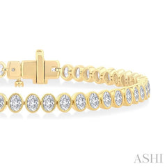 ASHI Oval Shape North-South Bezel Set Diamond Tennis Bracelet 70634PPFGYG-OV