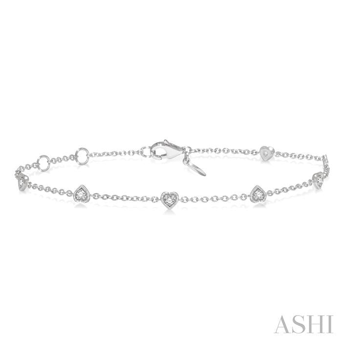 ASHI Heart Shape Diamond Station Chain Bracelet 706C0PPTGWG