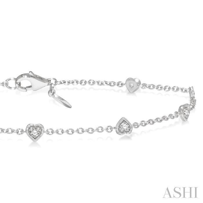 ASHI Heart Shape Diamond Station Chain Bracelet 706C0PPTGWG