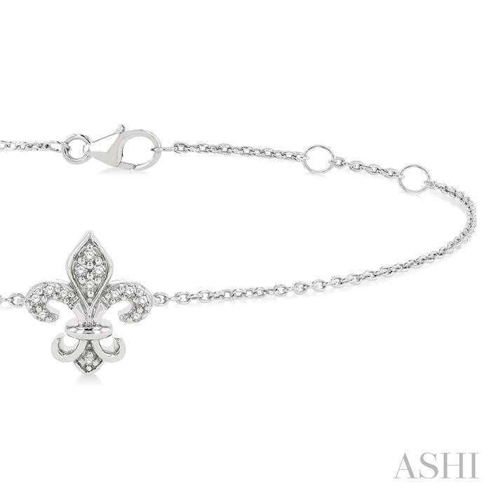 ASHI Fleur De Lis Petite Diamond Fashion Chain Bracelet 706E0PPTSWG