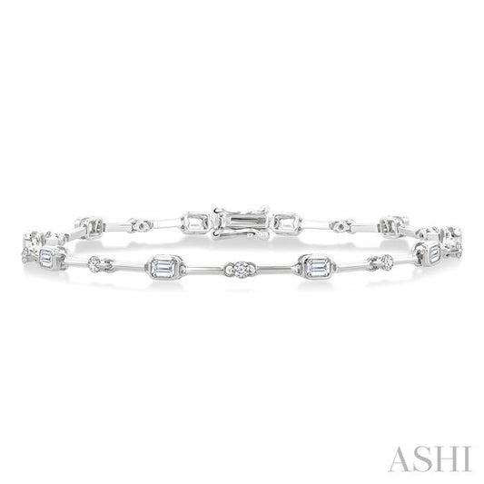 ASHI Emerald Shape Bezel Set Diamond Bracelet 70781PPFGWG-OC