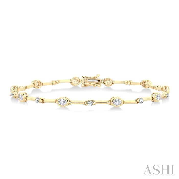 ASHI Oval Shape Bezel Set Diamond Bracelet 70781PPFGYG-OV