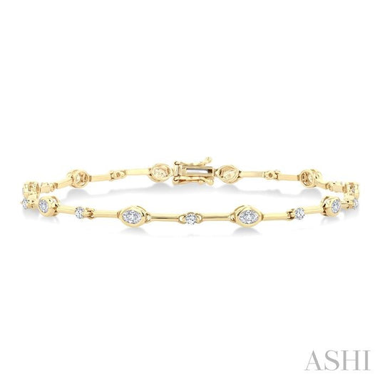 ASHI Oval Shape Bezel Set Diamond Bracelet 70781PPFGYG-OV