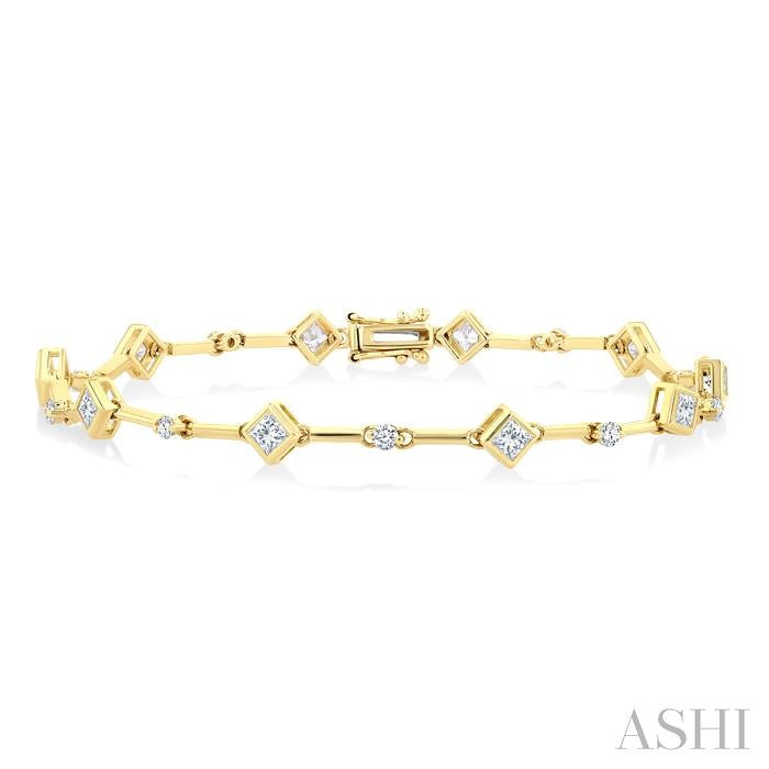 ASHI Princess Shape Bezel Set Diamond Bracelet 70781PPFGYG-PRN