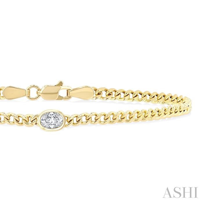 ASHI Oval Shape Curb Diamond Fashion Bracelet 7084QPPFGYG-OV
