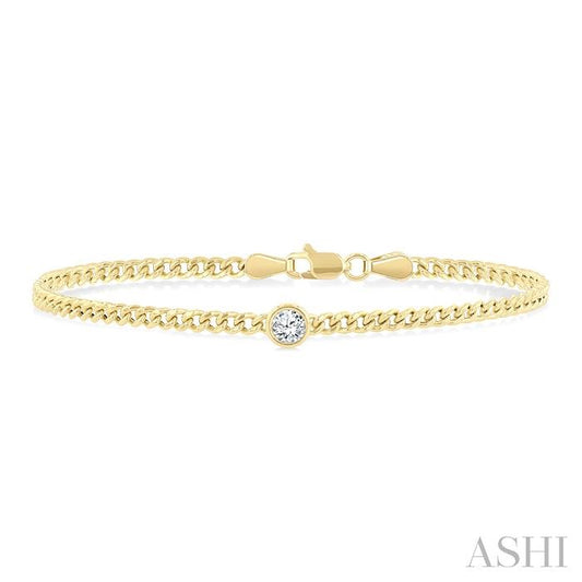 ASHI Round Shape Curb Diamond Fashion Bracelet 7084QPPFGYG-RD