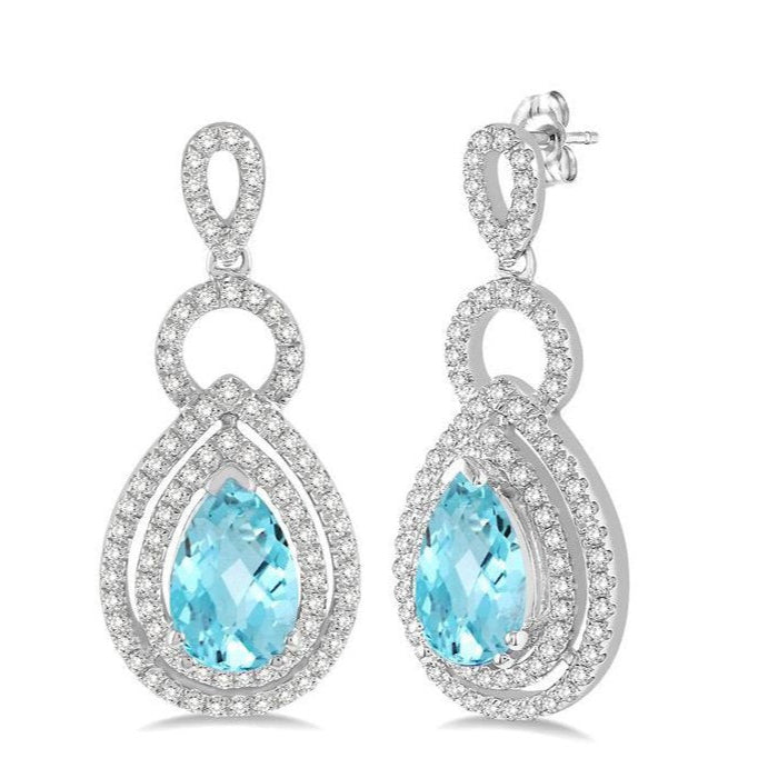 Parkplace Jewelers Pear Shape Gemstone & Halo Diamond Earrings 60833PPFNERAQWG