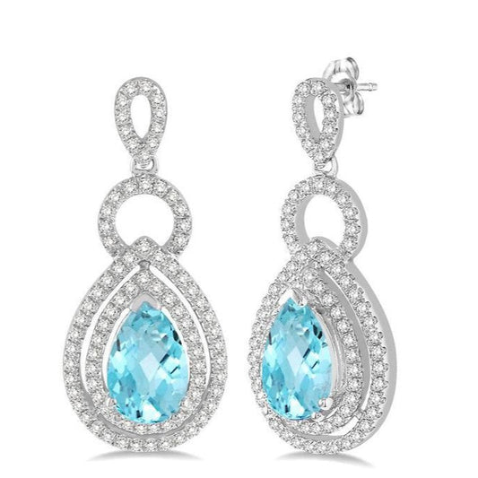 Parkplace Jewelers Pear Shape Gemstone & Halo Diamond Earrings 60833PPFNERAQWG