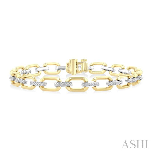 ASHI Bold Octagon Shape Link Diamond Fashion Bracelet 7126UPPTGYW-OC