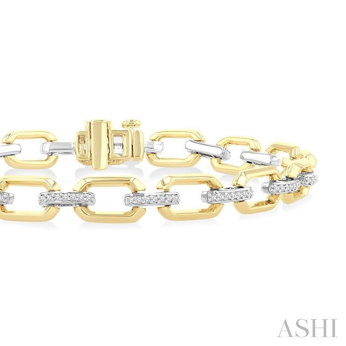 ASHI Bold Octagon Shape Link Diamond Fashion Bracelet 7126UPPTGYW-OC