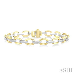 ASHI Bold Oval Shape Link Diamond Fashion Bracelet 7126UPPTGYW-OV