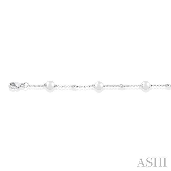 ASHI Pearl & Diamond Station Chain Bracelet 712C0PPFGWPWG