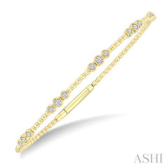 ASHI 3 Stone Bezel Diamond Flex Bangle 712W3PPFGYG