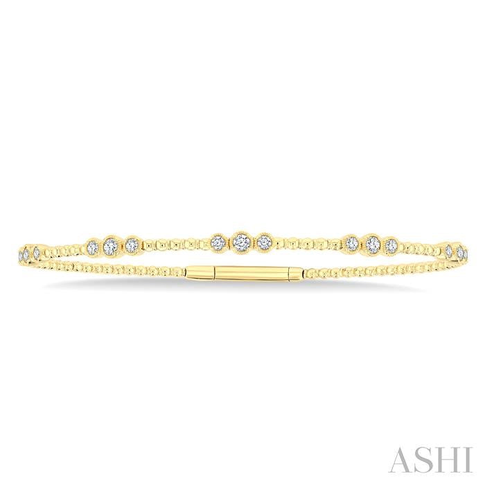 ASHI 3 Stone Bezel Diamond Flex Bangle 712W3PPFGYG