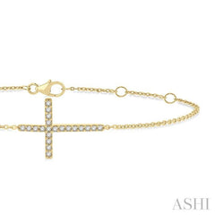 ASHI Sideway Cross Petite Diamond Fashion Chain Bracelet 713E0PPTSYG