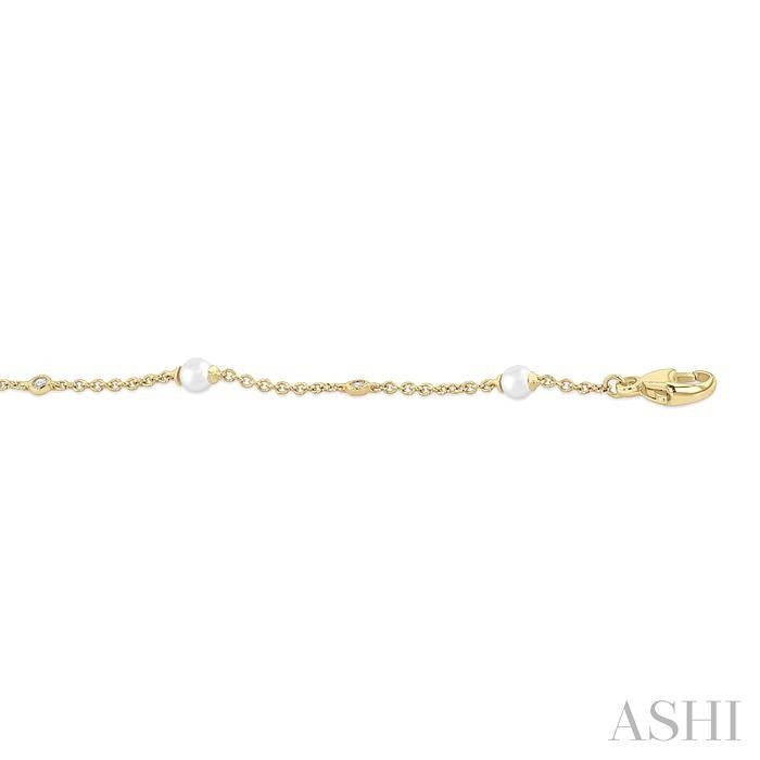 ASHI Pearl & Diamond Station Chain Bracelet 714C0PPFGWPYG