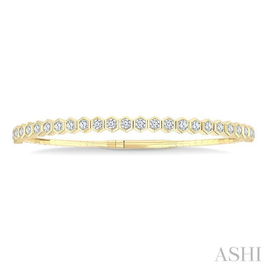 ASHI Hexagon Shape Diamond Straight Flex Bangle 715W0PPFGYG-2.50