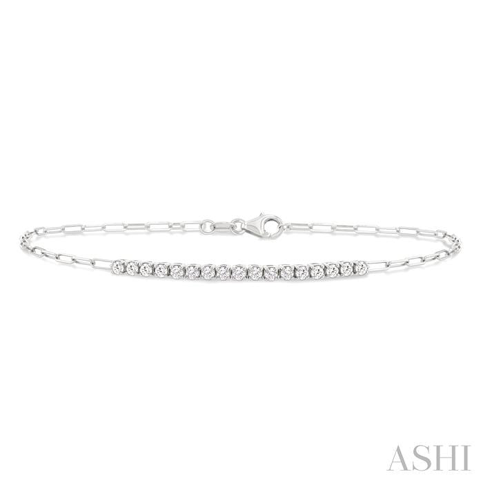 ASHI Paperclip Diamond Fashion Chain Bracelet 716AHPPFGWG