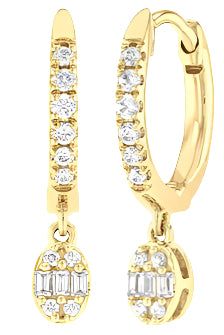 Parkplace Jewelers Oval Shape Fusion Petite Diamond Huggie Fashion Earrings 675W5PPTGERYG-OV