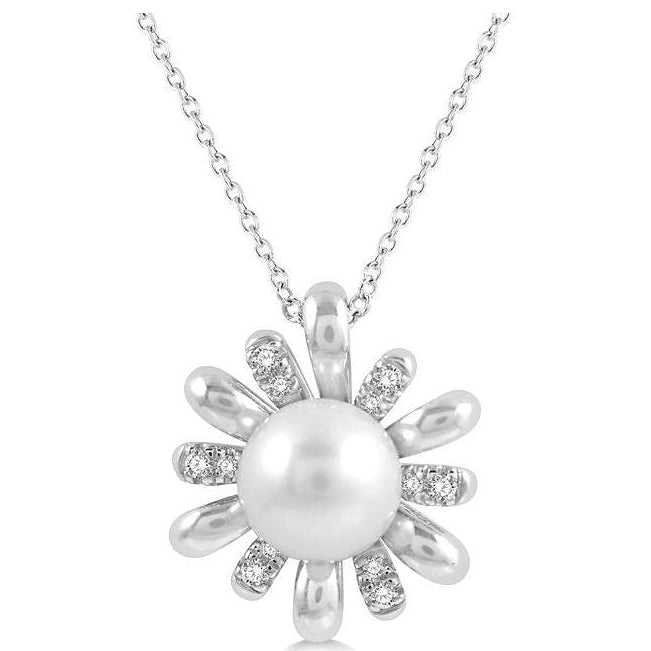 Parkplace Jewelers Floral Pearl & Diamond Fashion Pendant 56148PPTSPDWPWG