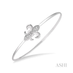ASHI Silver Fleur De Lis Diamond Flexi Fashion Bangle 85859PPSSSLBG