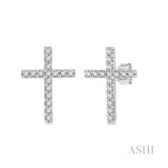 ASHI Cross Petite Diamond Fashion Earrings 643D8PPTSERWG