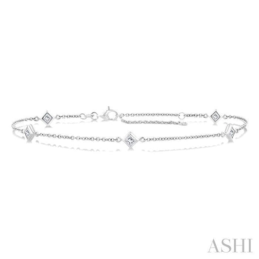ASHI Princess Shape Diamond Station Chain Bracelet 720CHPPFGWG-PRN