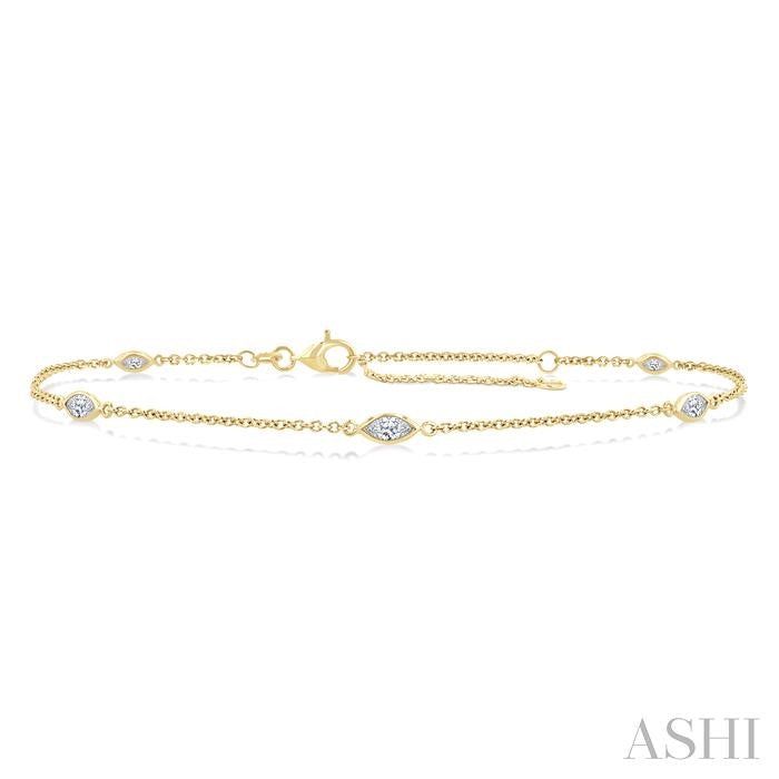 ASHI Marquise Shape Diamond Station Chain Bracelet 720CHPPFGYG-MQ