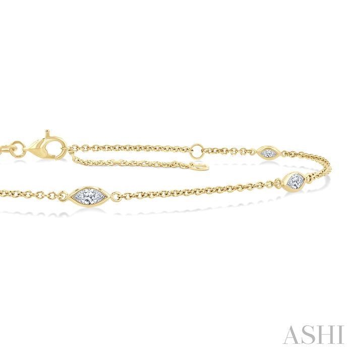ASHI Marquise Shape Diamond Station Chain Bracelet 720CHPPFGYG-MQ