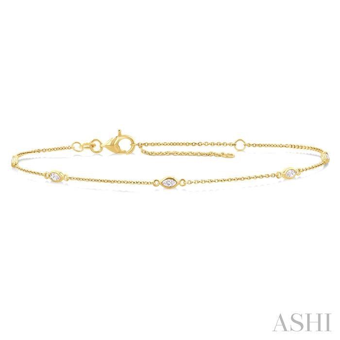 ASHI Marquise Shape Diamond Station Chain Bracelet 720CQPPFGYG-MQ