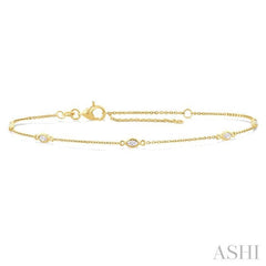 ASHI Marquise Shape Diamond Station Chain Bracelet 720CQPPFGYG-MQ