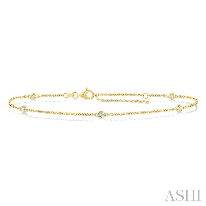 ASHI Round Shape Diamond Station Chain Bracelet 720CQPPFGYG-RD