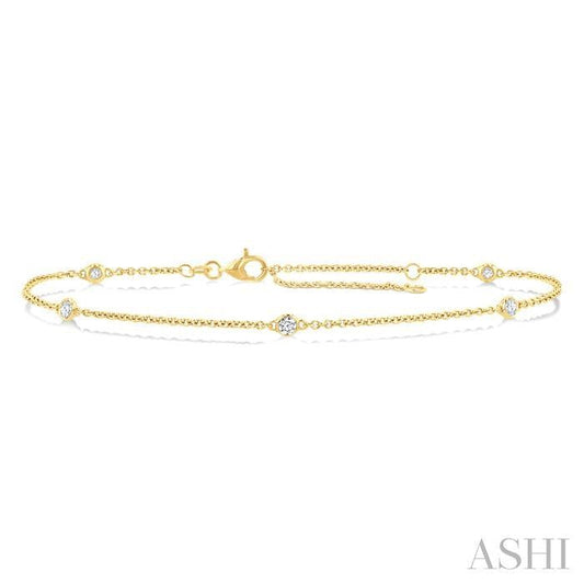ASHI Round Shape Diamond Station Chain Bracelet 720CQPPFGYG-RD