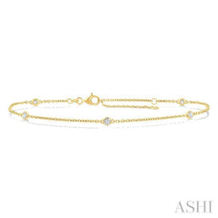ASHI Round Shape Diamond Station Chain Bracelet 720CQPPFGYG-RD