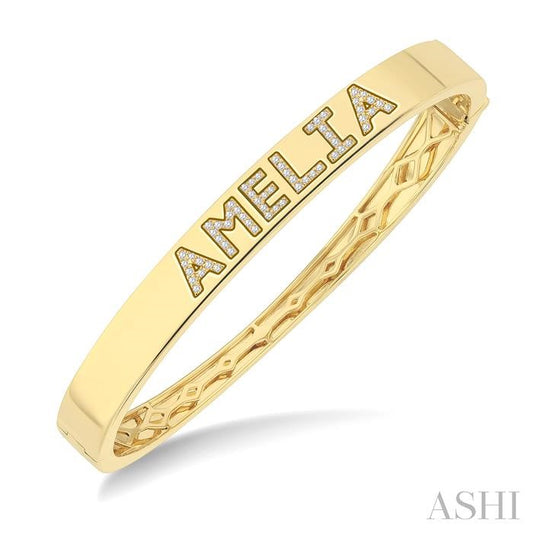 ASHI Block 'AMELIA' Diamond Name Bangle 720F7PPTSYG