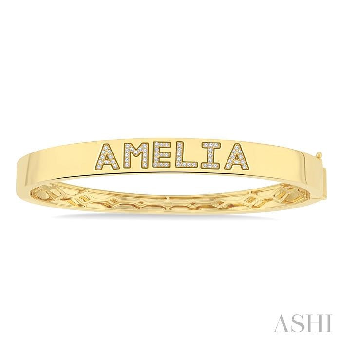 ASHI Block 'AMELIA' Diamond Name Bangle 720F7PPTSYG