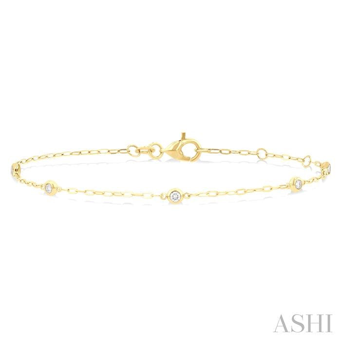 ASHI Round Shape Paperclip Diamond Station Chain Bracelet 721C0PPFGYG-0.15