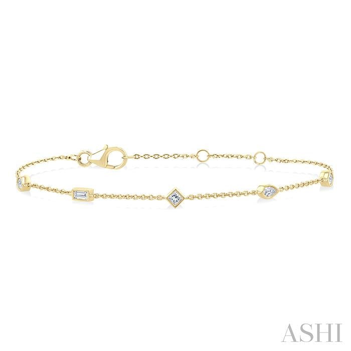 ASHI Bezel Set Diamond Fashion Chain Bracelet 722CUPPFGYG