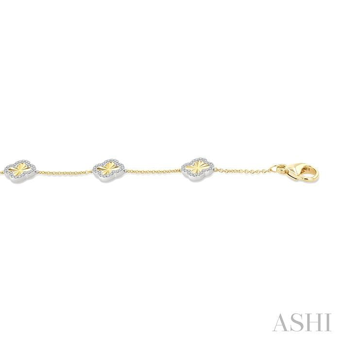 ASHI Clover Fluted Diamond Fashion Chain Bracelet 723CUPPFGYW