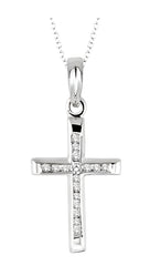 Parkplace Jewelers Silver Cross Channel Set Diamond Pendant 87078PPSSSLPD