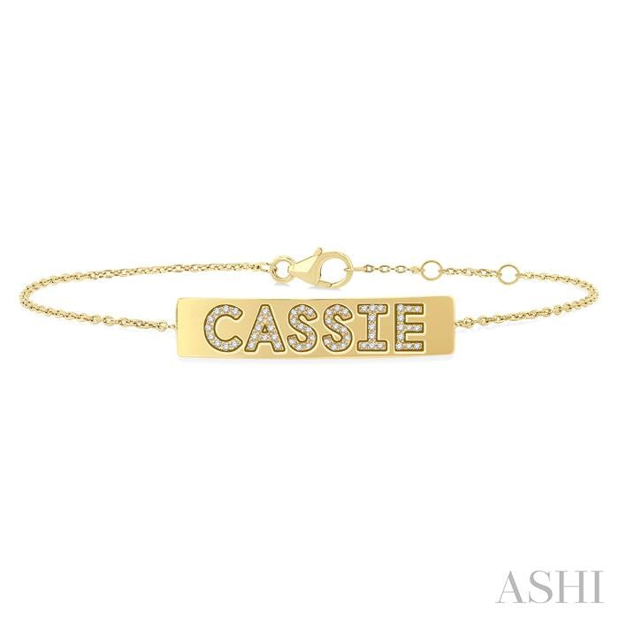 ASHI Block 'CASSIE' Diamond Nameplate Chain Bracelet 725F0PPTSYG