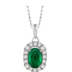 Parkplace Jewelers Oval Shape Gemstone & Halo Diamond Pendant 58488PPFNPDEMWG