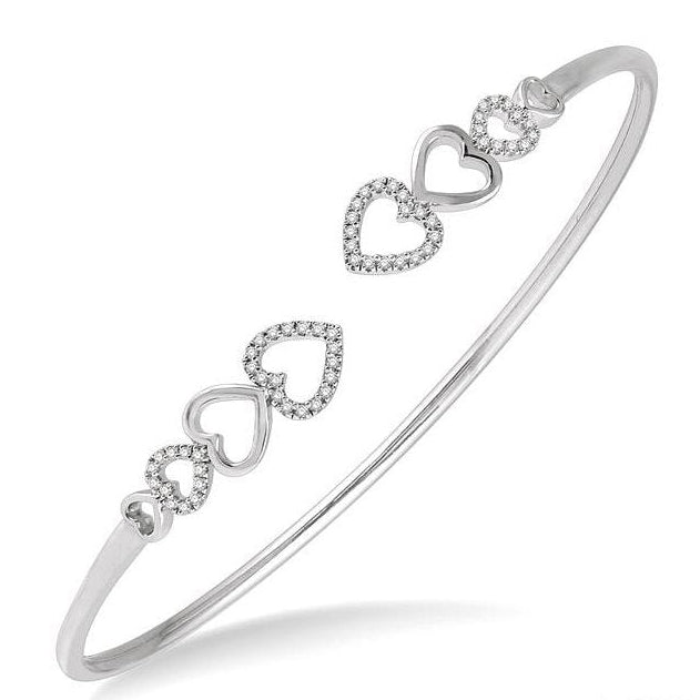 Parkplace Jewelers Stackable Heart Shape Diamond Flexi Open Cuff Bangle 790L6PPTSWG