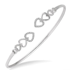 Parkplace Jewelers Stackable Heart Shape Diamond Flexi Open Cuff Bangle 790L6PPTSWG