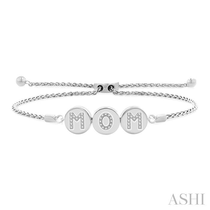 ASHI Block 'MOM' Diamond Disc Lariat Bracelet 729F0PPTSWG