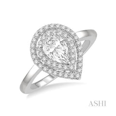 ASHI Pear Shape Halo Diamond Engagement Ring 266L2PPFHWG-LE