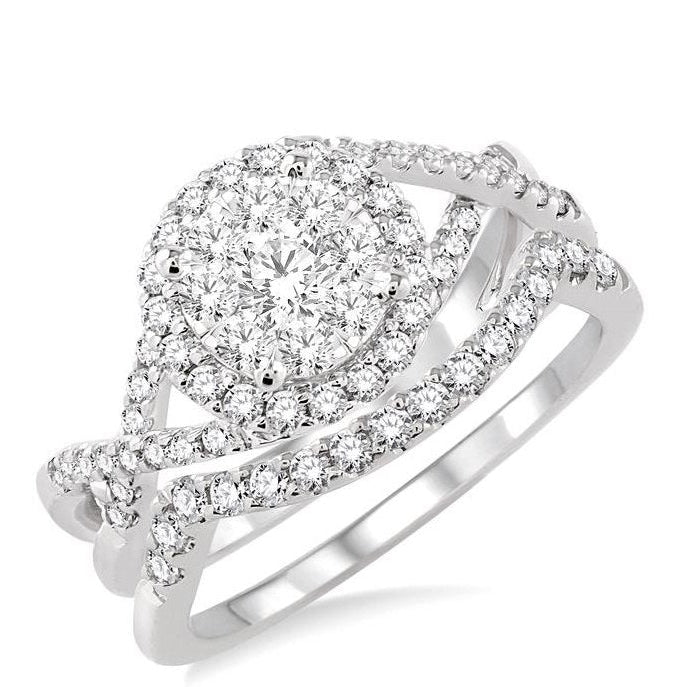 Parkplace Jewelers Round Shape Halo Lovebright Diamond Wedding Set 19882PPFVWG-WS